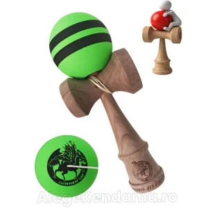 Kendama Profesională Samurai Verde – Bilă din Lemn + Sticker Telefon