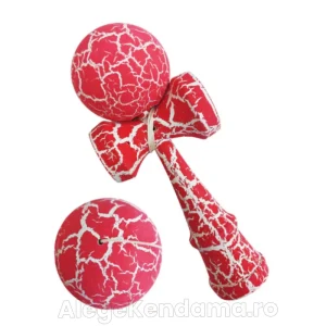 Kendama Cracked Roșu 18 cm – Model din Lemn cu Design Crapat