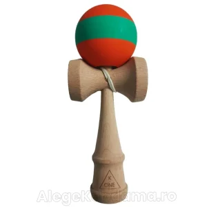 Kendama Profesională Portocaliu/Verde – Bilă cu Strat de Silicon
